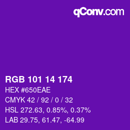 Color code: RGB 101 14 174 | qconv.com