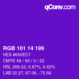 Color code: RGB 101 14 199 | qconv.com