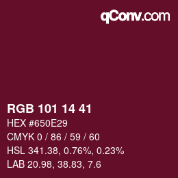 Color code: RGB 101 14 41 | qconv.com