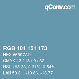 Color code: RGB 101 151 173 | qconv.com