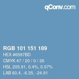 カラーコード: RGB 101 151 189 | qconv.com