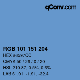 Color code: RGB 101 151 204 | qconv.com