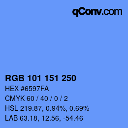 カラーコード: RGB 101 151 250 | qconv.com
