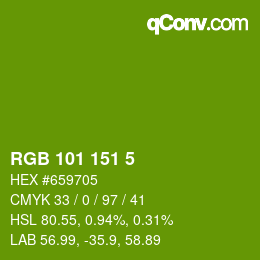 カラーコード: RGB 101 151 5 | qconv.com