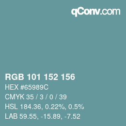 Color code: RGB 101 152 156 | qconv.com