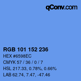 カラーコード: RGB 101 152 236 | qconv.com
