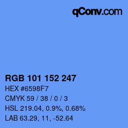 カラーコード: RGB 101 152 247 | qconv.com