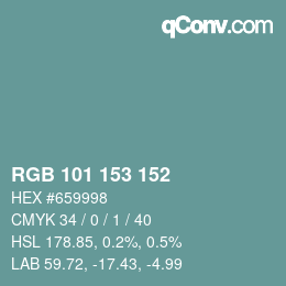Color code: RGB 101 153 152 | qconv.com