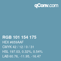 颜色代码: RGB 101 154 175 | qconv.com