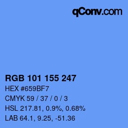 Color code: RGB 101 155 247 | qconv.com