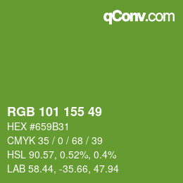 Color code: RGB 101 155 49 | qconv.com