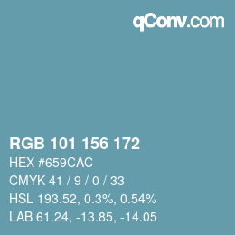 Color code: RGB 101 156 172 | qconv.com