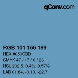 Color code: RGB 101 156 189 | qconv.com
