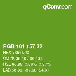 Color code: RGB 101 157 32 | qconv.com