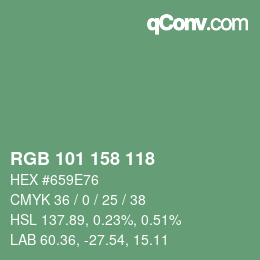 Farbcode: RGB 101 158 118 | qconv.com
