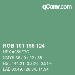 Color code: RGB 101 158 124 | qconv.com