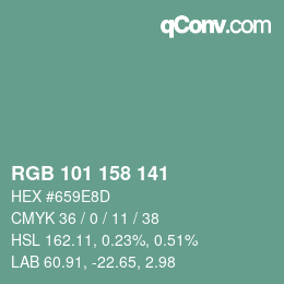 Color code: RGB 101 158 141 | qconv.com