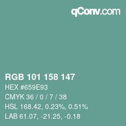 Color code: RGB 101 158 147 | qconv.com