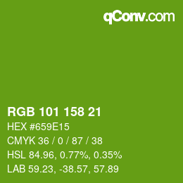 カラーコード: RGB 101 158 21 | qconv.com
