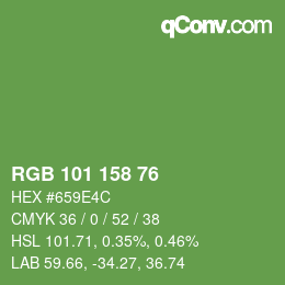 カラーコード: RGB 101 158 76 | qconv.com