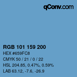 Farbcode: RGB 101 159 200 | qconv.com