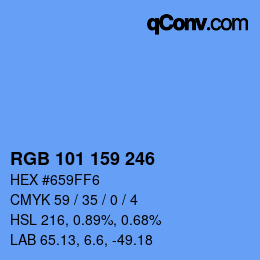 Color code: RGB 101 159 246 | qconv.com