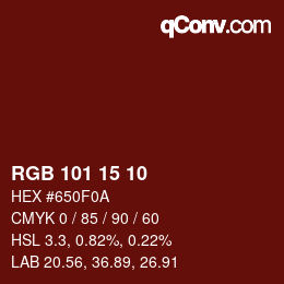 カラーコード: RGB 101 15 10 | qconv.com