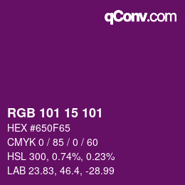 颜色代码: RGB 101 15 101 | qconv.com