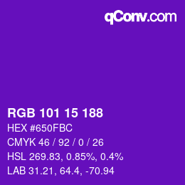 Color code: RGB 101 15 188 | qconv.com