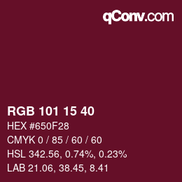 Color code: RGB 101 15 40 | qconv.com