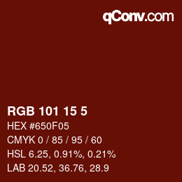 Color code: RGB 101 15 5 | qconv.com