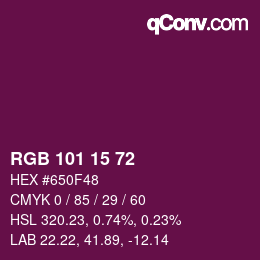 Color code: RGB 101 15 72 | qconv.com