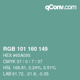 Farbcode: RGB 101 160 149 | qconv.com