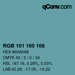 Color code: RGB 101 160 168 | qconv.com