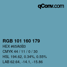 Farbcode: RGB 101 160 179 | qconv.com