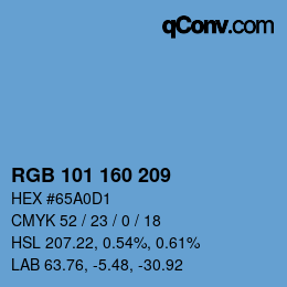 カラーコード: RGB 101 160 209 | qconv.com