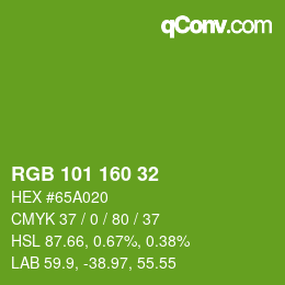 Color code: RGB 101 160 32 | qconv.com