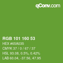 Color code: RGB 101 160 53 | qconv.com