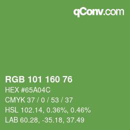 Color code: RGB 101 160 76 | qconv.com