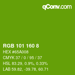 カラーコード: RGB 101 160 8 | qconv.com