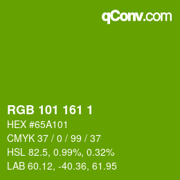 Color code: RGB 101 161 1 | qconv.com