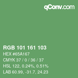 カラーコード: RGB 101 161 103 | qconv.com