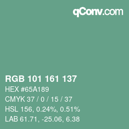 颜色代码: RGB 101 161 137 | qconv.com