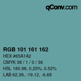 颜色代码: RGB 101 161 162 | qconv.com
