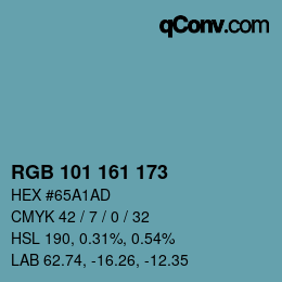 Color code: RGB 101 161 173 | qconv.com