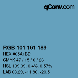 Color code: RGB 101 161 189 | qconv.com