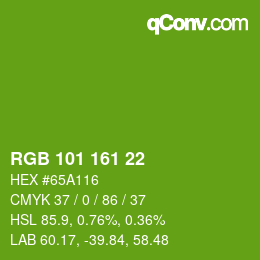 Color code: RGB 101 161 22 | qconv.com