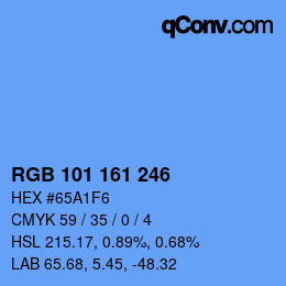 Color code: RGB 101 161 246 | qconv.com