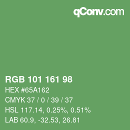 Color code: RGB 101 161 98 | qconv.com