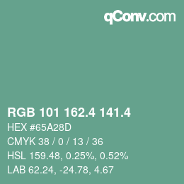 カラーコード: RGB 101 162.4 141.4 | qconv.com